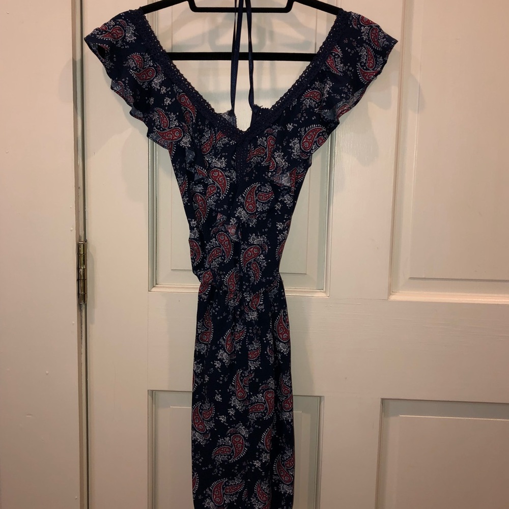 Navy and Red Romper